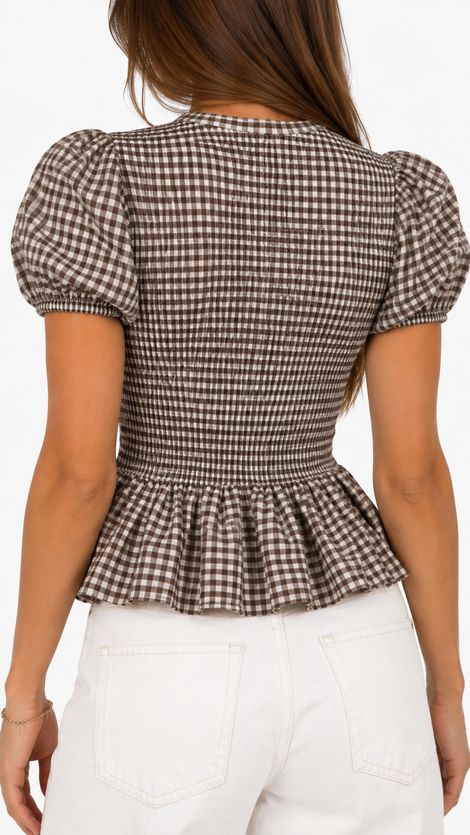 Gingham Peplum Top