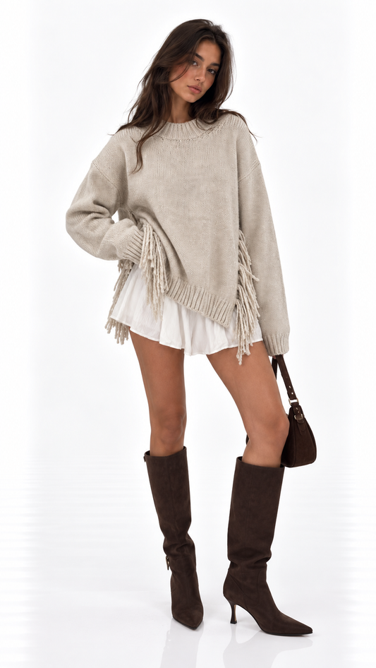 Fringe Side Knit Sweater