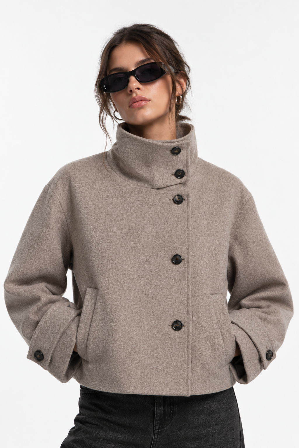 High Neck Wool Jacket
