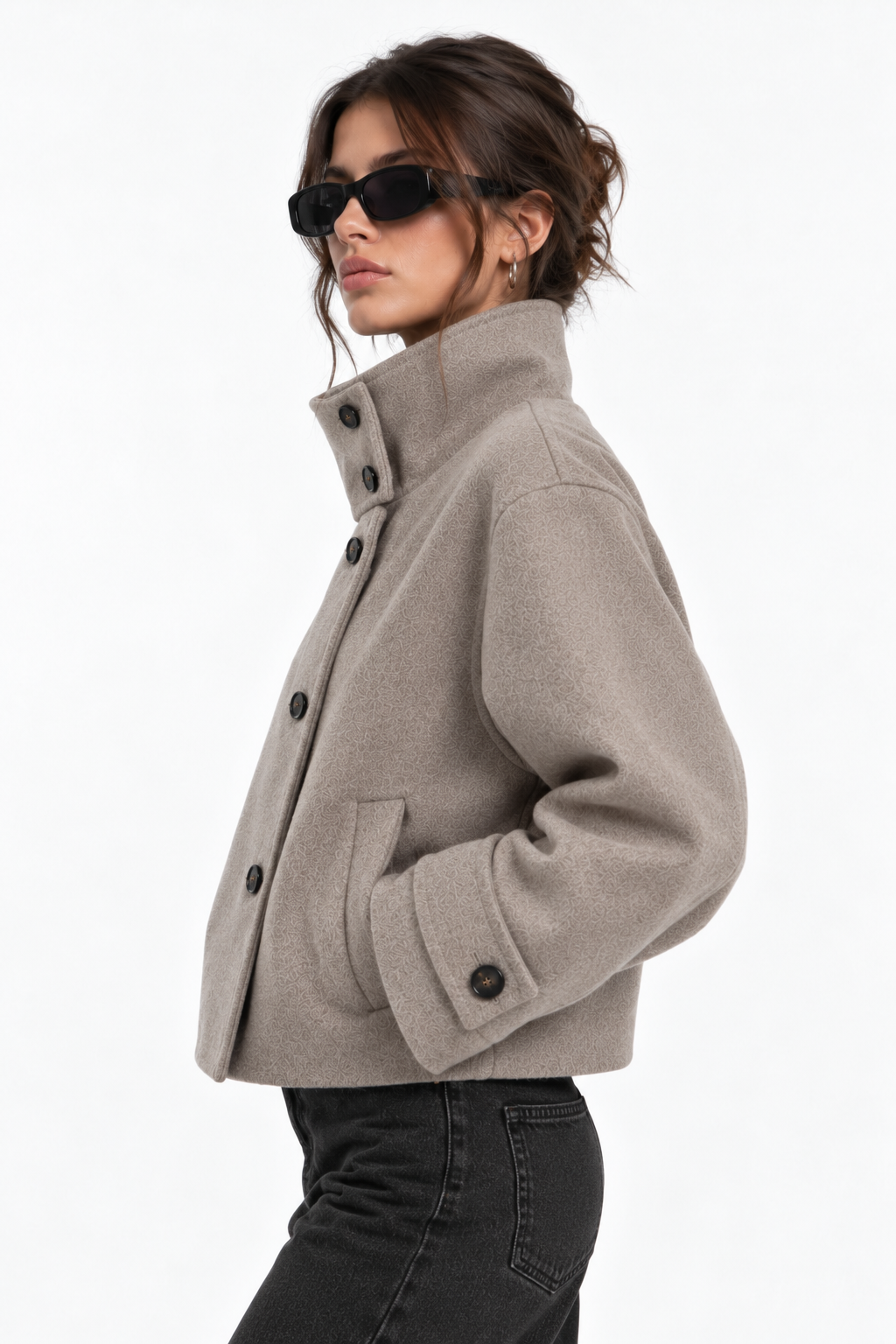 High Neck Wool Jacket