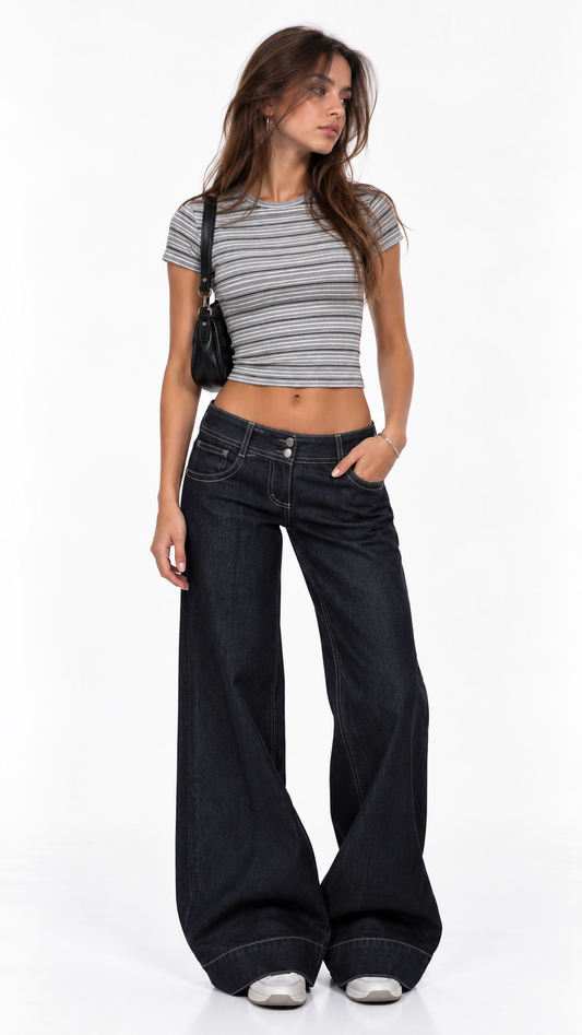 Low Rise Wide Leg Jeans