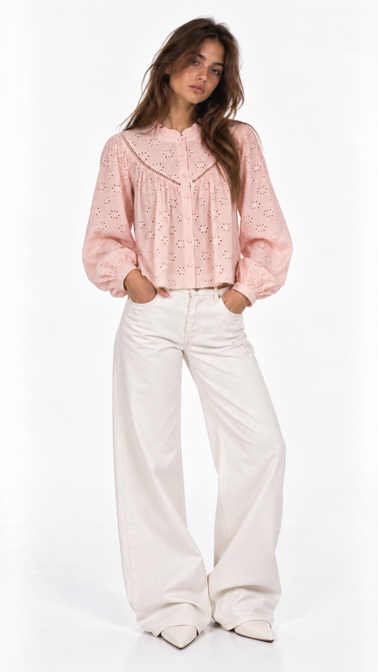 Pink Broderie Blouse