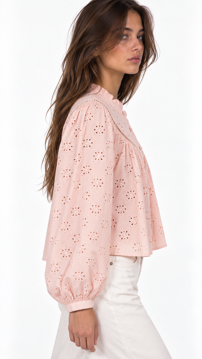 Pink Broderie Blouse