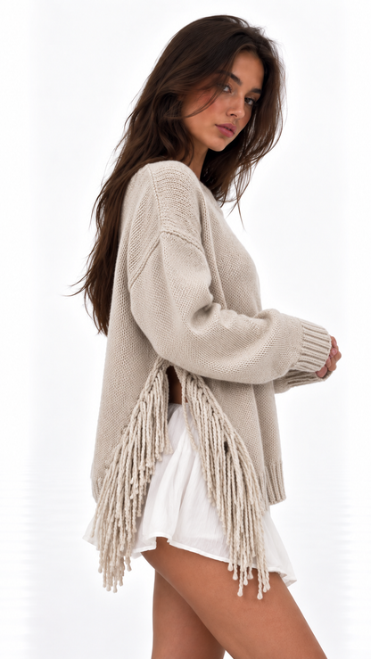 Fringe Side Knit Sweater