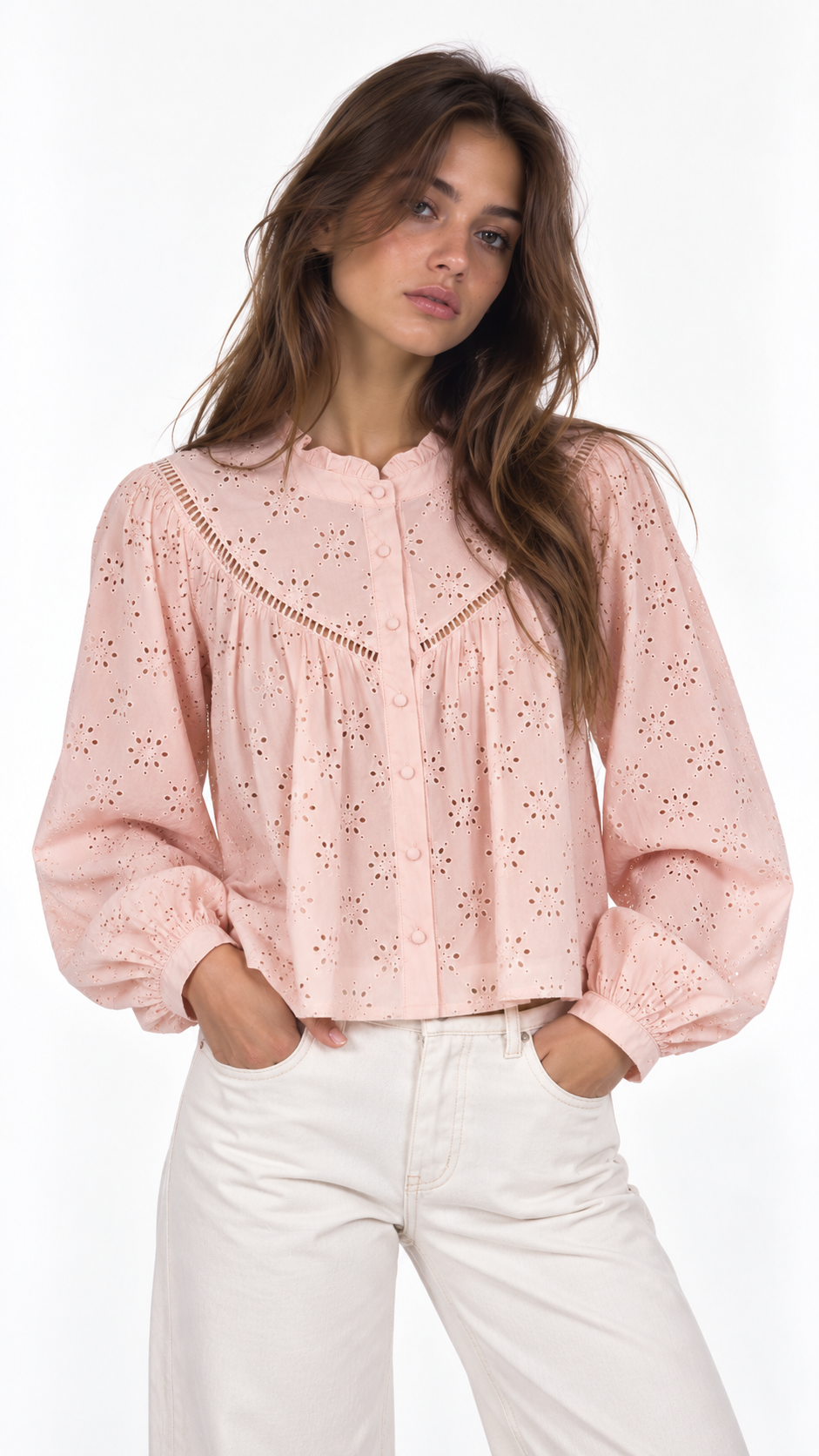 Pink Broderie Blouse