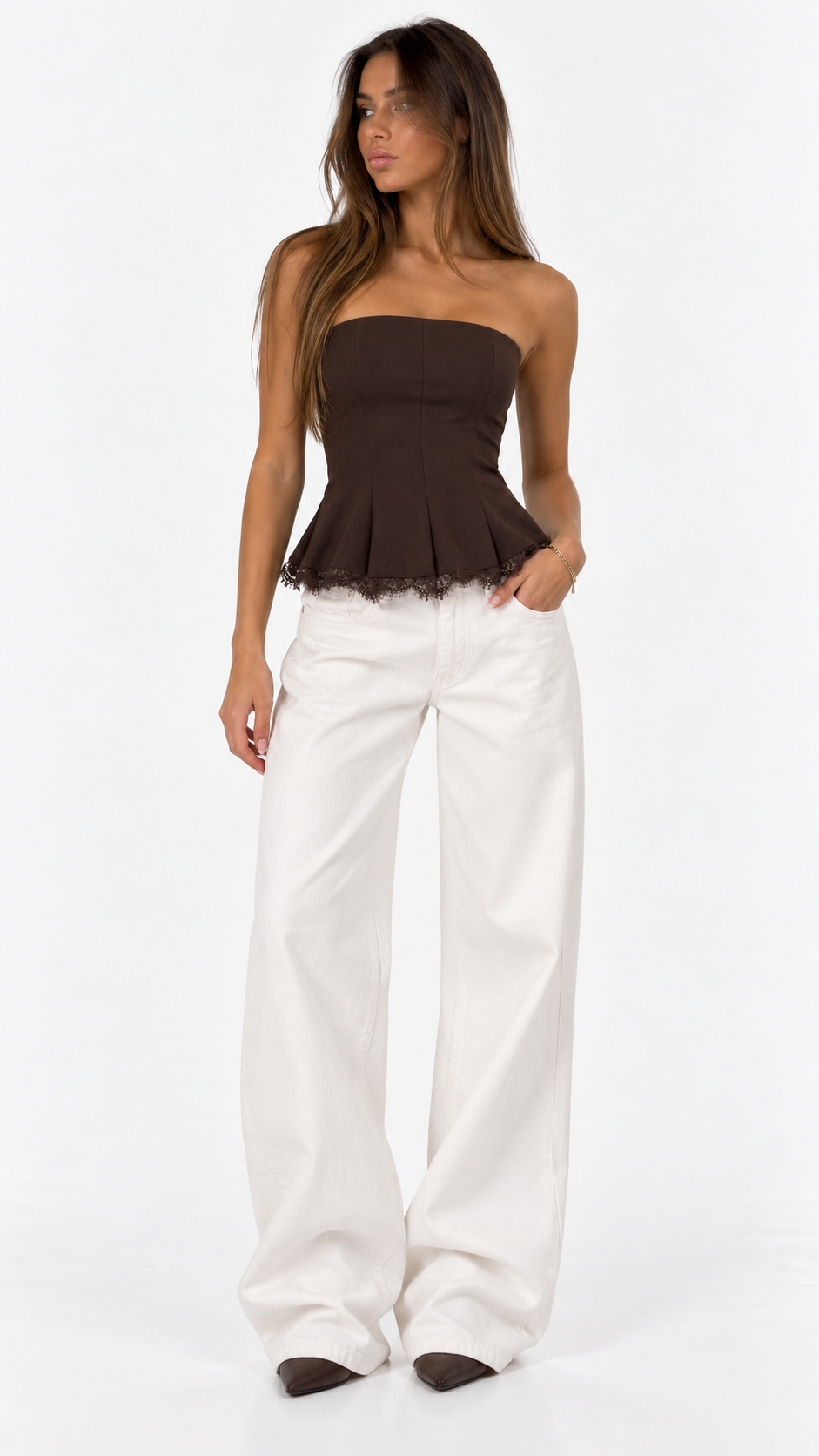 Lace Hem Corset Top