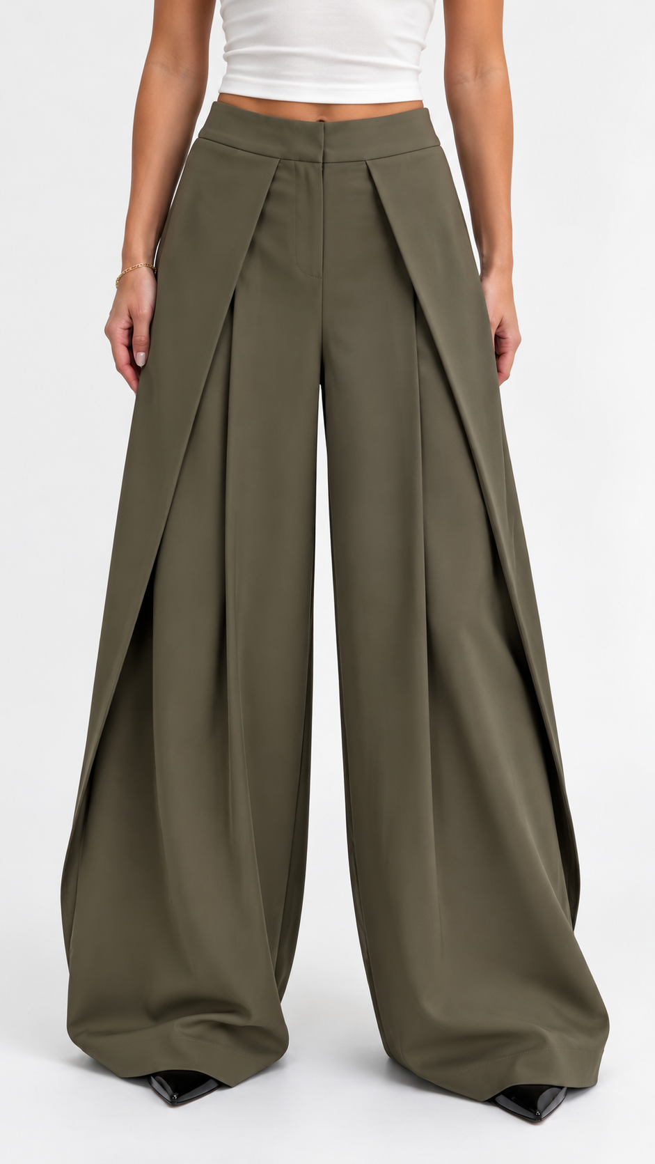 Layered Wide Leg Trousers