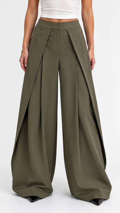 Layered Wide Leg Trousers