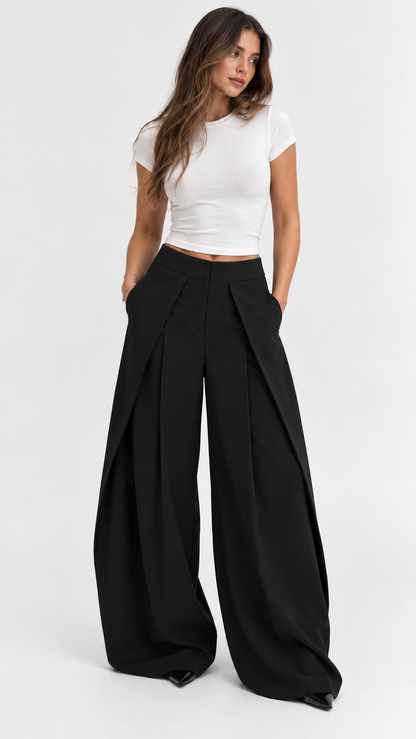 Layered Wide Leg Trousers